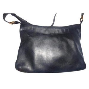 Gucci Vintage Hobo Black Leather Bag with Red Green Webbie Stripe